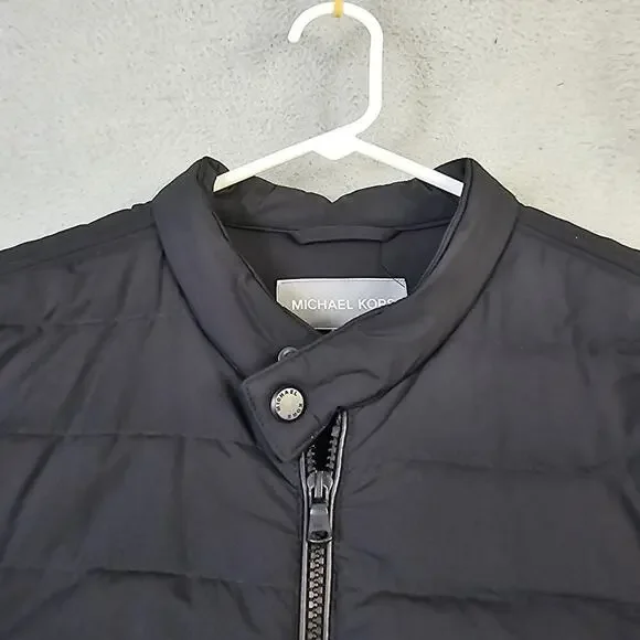 Michael Kors Puffer Down Jacket Men's Large Full Zip Pockets Winter Warm Black - Picture 4 of 10